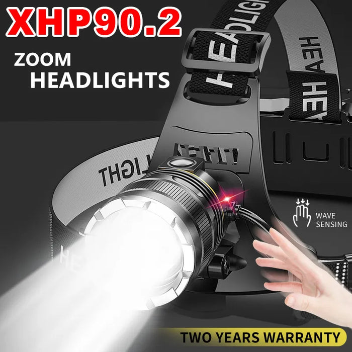 Upgrade Headlamp Sensor XHP90 Fishing Headlight  Flashlight