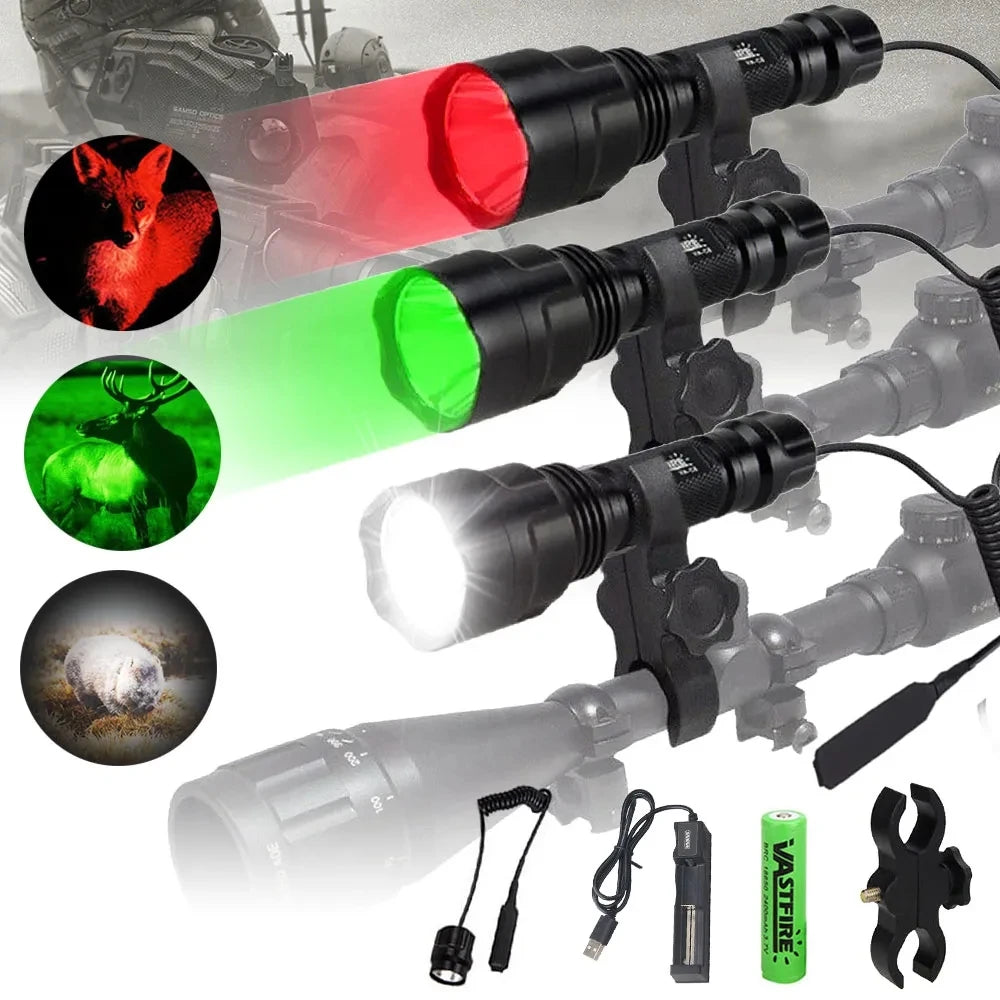 Powerful Red C8 Flashlight Tactical 1-Mode Predator Handheld