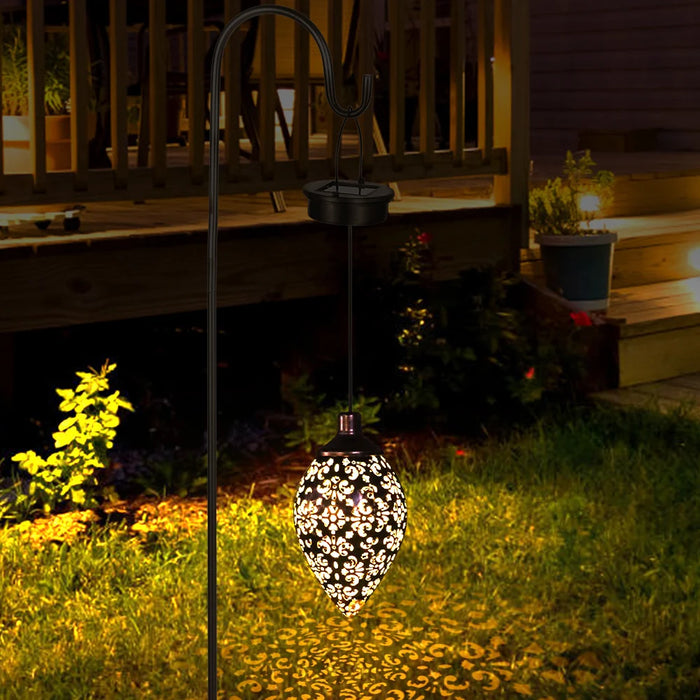 LED Hanging Solar Lights Lantern Metal Lamp Waterproof