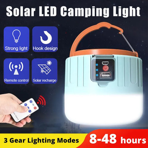High Power Solar LED Camping Light Waterproof Rechargeable