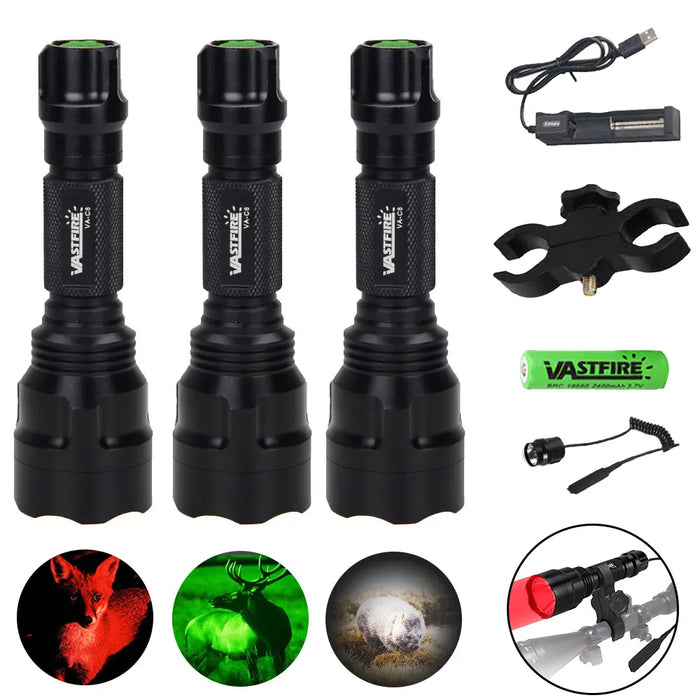 Powerful Red C8 Flashlight Tactical 1-Mode Predator Handheld