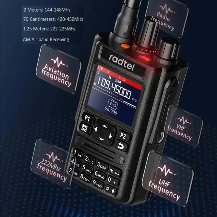 Air Band Walkie Talkie USB-C VOX SOS LCD Police Scanner Aviation