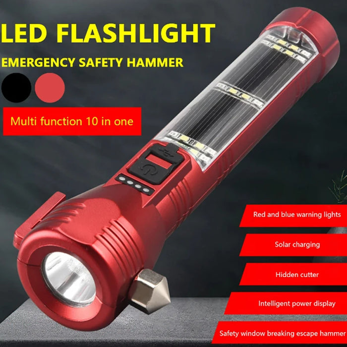 LED Flashlight Solar Powered Tactical Flashlight