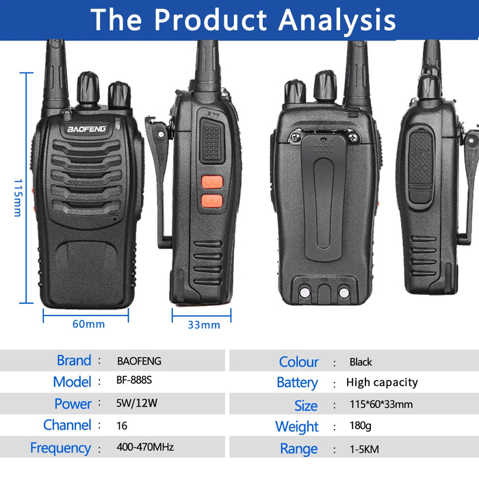 Baofeng BF-888S Walkie Talkie UHF  Transceiver USB